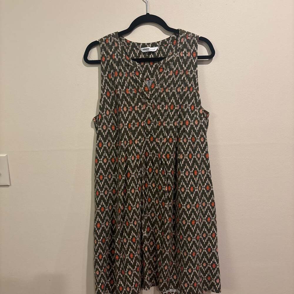 Sonoma Women's Sleeveless Ikat Print V-Neck Dress - Large